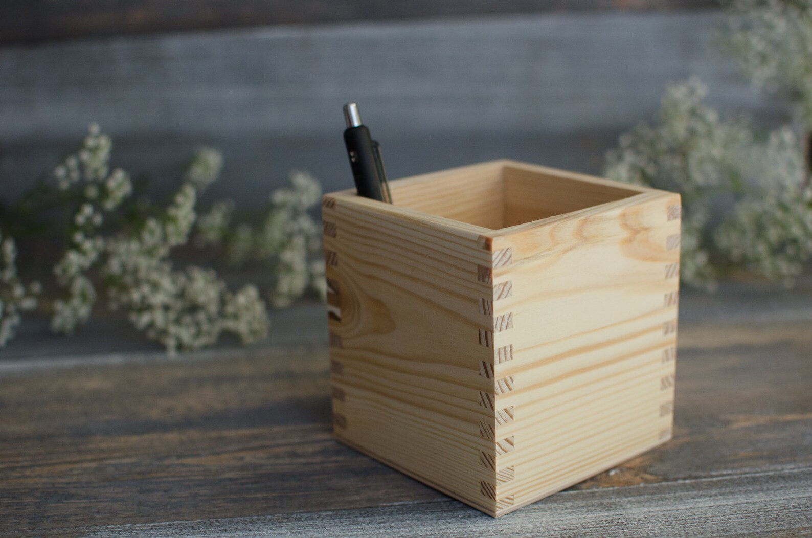 Unfinished wooden box for pen pencils from natural wood Etsy