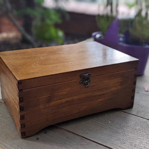 Brown wooden box with clasp lock,jewelry box,ring box,gift ideas,natural wood,personalized box,personalisation,letter box, big box,WITH LOVE