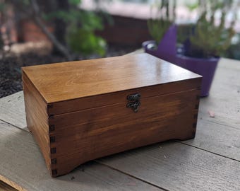 Brown wooden box with clasp lock,jewelry box,ring box,gift ideas,natural wood,personalized box,personalisation,letter box, big box,WITH LOVE