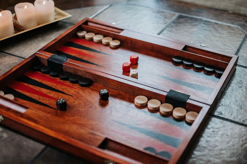 Big Wooden Backgammon, hand made from natural wood, personalisation, engraving image 9