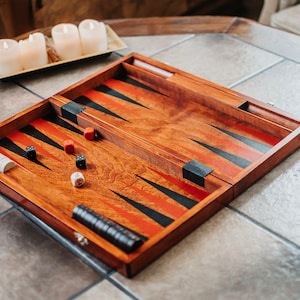 Big Wooden Backgammon, hand made from natural wood, personalisation, engraving image 2