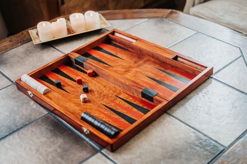 Big Wooden Backgammon, hand made from natural wood, personalisation, engraving image 2