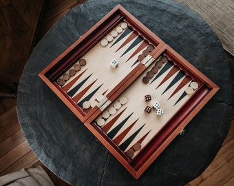 Backgammon portable en acajou