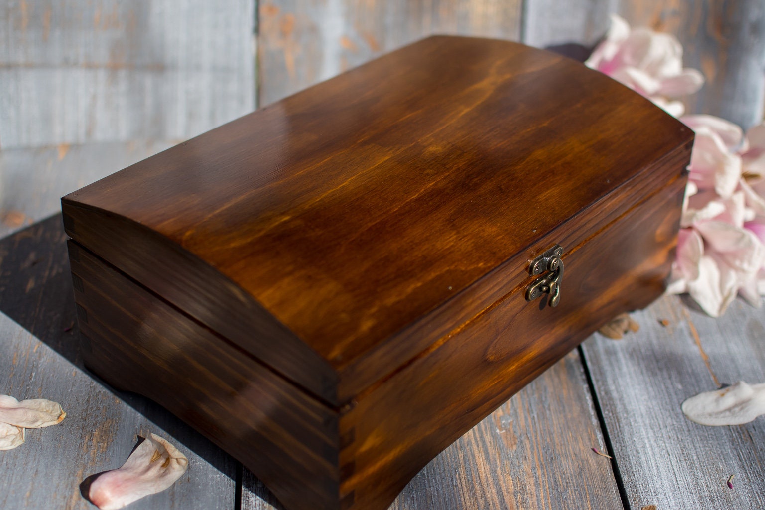 Brown wooden box, clasp lock,jewelry box,ring box,gift ideas,natural wood,personalized box,personalisation, letter box, big box,WITH  LOVE