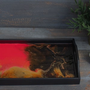 Black wooden tray, natural wood, kitchen tray, salver, kitchen storage, black pink gold, resin, unique, With Love image 4