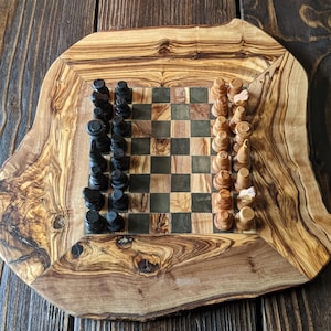 Small set of wooden chess, travel size, portable, brand new hand crafted wooden chess, board game, playing, fun, strategic game