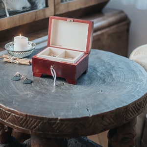 Mahogany wooden box closed with key,natural wood, lockable,box with lock,two compartments,wooden keepsake,jewerly box,birthday,anniversary image 4