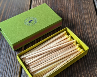 Set of 2 boxes, The long green matches, decorative box, matchsticks, match, green matches, elegant matches, birthday gift, with love