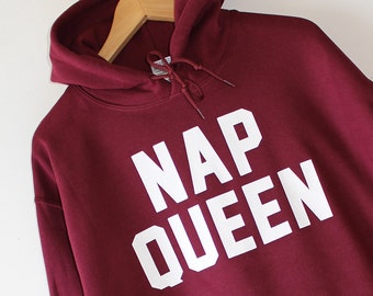 NAP QUEEN Hoodie Hooded Sweatshirt High Quality Water based Print Soft fleece lined unisex Worldwide ship and sizes Nap Sleep Lazy Rest