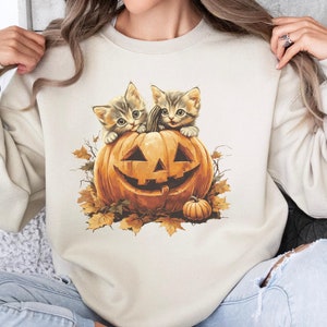 Vintage 90s Cat Halloween Sweater, Retro Halloween Shirt, Spooky Season, Pumpkin Shirt, Halloween Shirt, Vintage Halloween Shirt,Cat Sweater