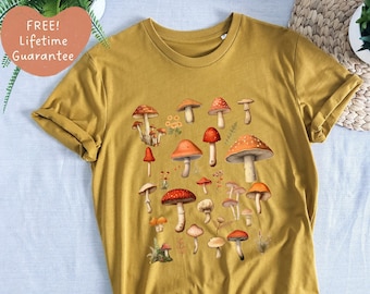 Mushroom Shirt, Aesthetic Mushroom organic shirt, Cottagecore shirt, Goblincore Tshirt, nature shirt, botanical shirt, magic mushrooms,