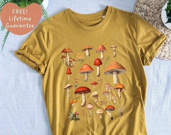 Mushroom Shirt, Aesthetic Mushroom organic shirt, Cottagecore shirt, Goblincore Tshirt, nature shirt, botanical shirt, magic mushrooms,