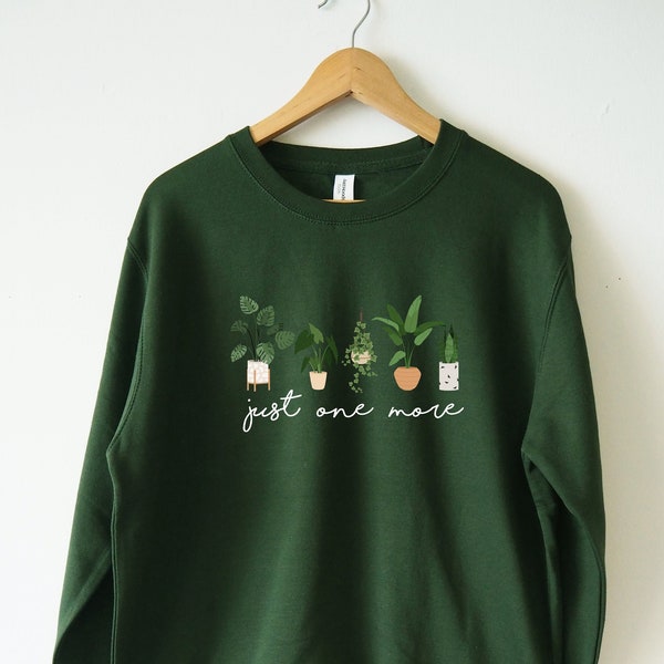 Just One More Plant Sudadera Suéter Camisa de planta divertida Unisex Eco Print planta mamá camisa Monstera planta Planta paternidad plantas de la casa regalo