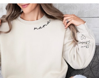 Custom Mama Sweatshirt Kids Names on Sleeve, Personalised Mom Sweatshirt, mom gift, mum gift, Gift for Mom, Gift for Mum, mothers day gift