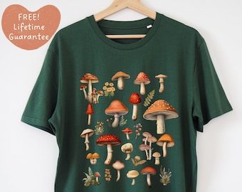 Mushroom Shirt, Aesthetic Mushroom organic shirt, Cottagecore shirt, Goblincore Tshirt, nature shirt, botanical shirt, magic mushrooms,