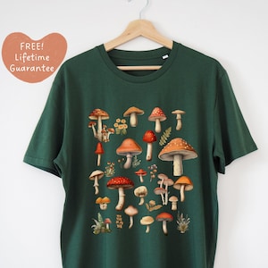 Mushroom Shirt, Aesthetic Mushroom organic shirt, Cottagecore shirt, Goblincore Tshirt, nature shirt, botanical shirt, magic mushrooms,
