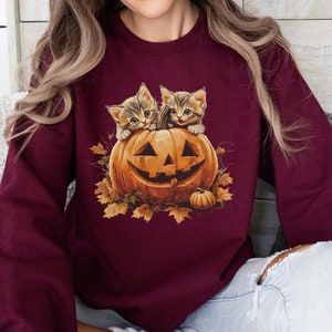 Vintage 90s Cat Halloween Sweater, Retro Halloween Shirt, Spooky Season, Pumpkin Shirt, Halloween Shirt, Vintage Halloween Shirt,Cat Sweater