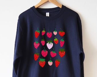 Strawberry Sweatshirt Cottagecore Sweater Unisex Eco Print soft Cottagecore clothing Strawberry shirt fruit shirt cottage core shirt