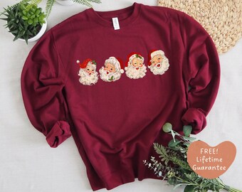 Frohe Weihnachten Sweatshirt, Vintage Nikolaus Pullover, Sweatshirt Weihnachten *Lebenslange Druckgarantie* Vintage Weihnachten
