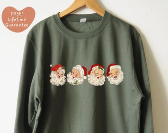 Retro fröhlicher Weihnachtsmann Sweatshirt, Vintage Weihnachtsmann Pullover, Weihnachts Sweatshirt *Lebenslange Druckgarantie* Vintage Weihnachten, Weihnachtspullover