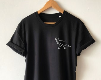 Dinosaur Pocket T-shirt Shirt Organic Soft comfortable Great fit Eco waterbased Print Unisex dino T-rex Jurassic Animal Brontosaurus funny