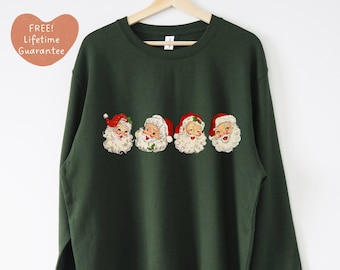 Frohe Weihnachten Sweatshirt, Vintage Nikolaus Pullover, Sweatshirt Weihnachten *Lebenslange Druckgarantie* Vintage Weihnachten