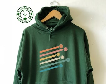 Dungeons and Dragons Hoodie Unisex dnd Hoodie Sweatshirt Sweater Retro Polyhedral Dice Set Waterbased print fleece lined Vintage D20 TRPG