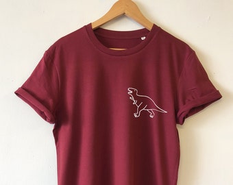 Dinosaur Pocket Shirt T-shirt Organic Soft comfortable Great fit Eco waterbased Print Unisex dino T-rex Jurassic Animal Brontosaurus funny