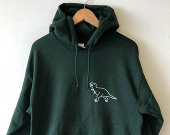 Dinosaur Pocket Hoodie Hooded Sweatshirt unisex High quality Water based print Soft Worldwide ship dino T-rex Jurassic Brontosaurus funny