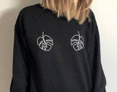 Monstera leaf design Sweatshirt sweater High Quality SCREEN PRINT Eco friendly packaging Soft unisex Worldwide ship Vegan shirt house plant
