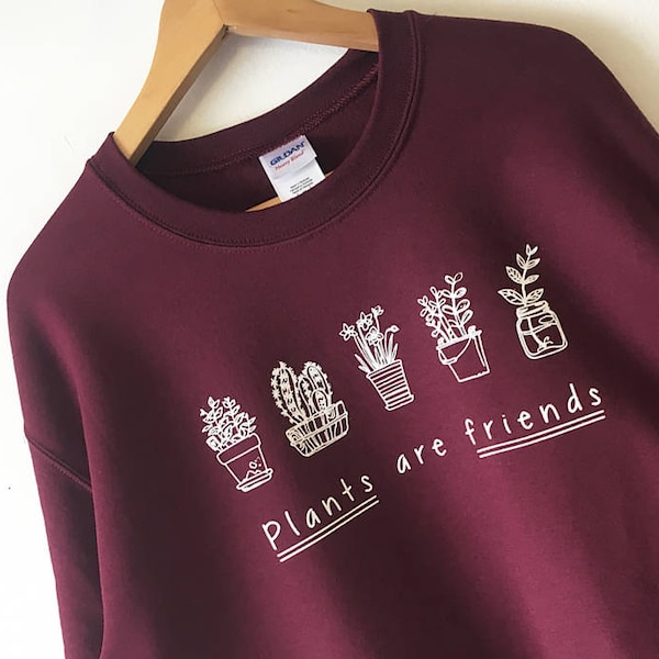 Plants are Friends Sweatshirt sweater high quality WATER BASED print Retail Quality Soft unisex Sizes Global Ship Vegan sweater plants trees