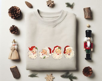 Frohe Weihnachten Sweatshirt, Vintage Nikolaus Pullover, Sweatshirt Weihnachten *Lebenslange Druckgarantie* Vintage Weihnachten