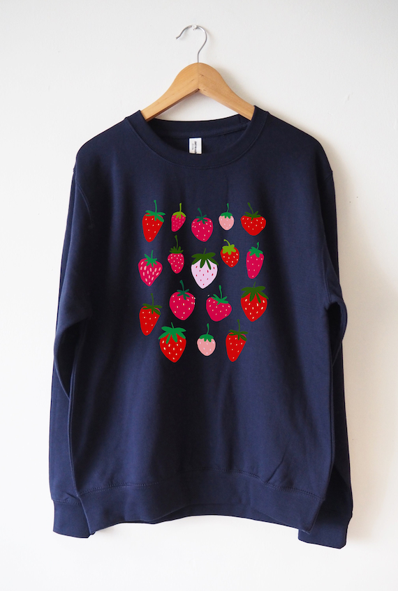 Strawberry Sweatshirt Cottagecore Sweater Unisex Eco Print soft Cottagecore clothing Strawberry shirt fruit shirt cottage core shirt
