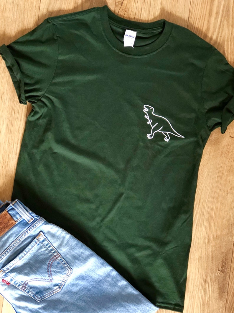 Dinosaur Pocket T-shirt Tee Shirt unisex Bella High quality | Etsy