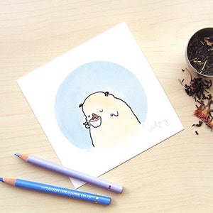 Treat Pugs - Tea - Pug art print, pug kitchen decor, tea art print, kitchen art, tea time art, pug decor, square print by Inkpug