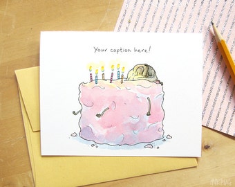 backup cake funny birthday card with pug cute happy etsy
