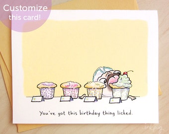 backup cake funny birthday card with pug cute happy etsy