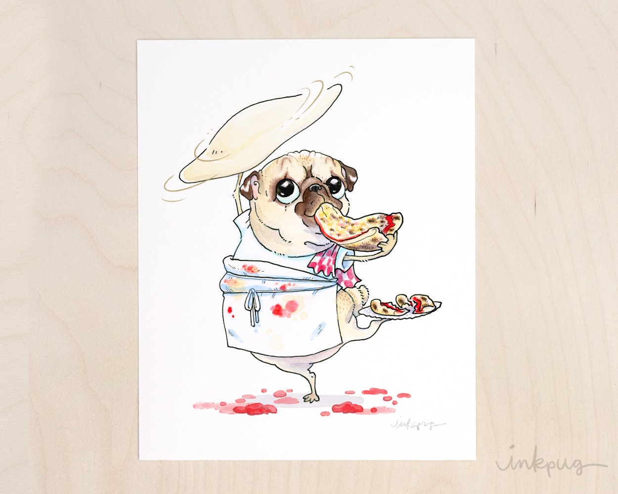 Sal the Pizza Pug Art Print Funny Pug Art Pug Kitchen Print Pizza Pug Print Pugs and Pizza Art by Inkpug Etsy UK