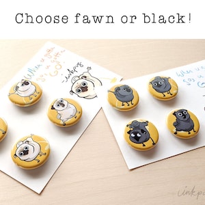 Peeing Black Pugs black pug magnets or funny pug pins, peeing pug fridge magnets, pug accessories, funny black pug lover gift by Inkpug image 10