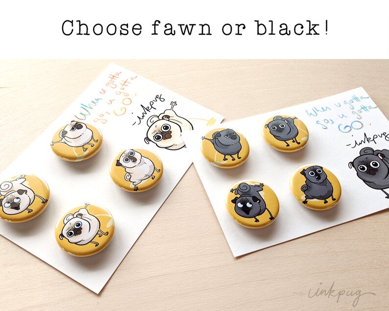 Peeing Black Pugs black pug magnets or funny pug pins, peeing pug fridge magnets, pug accessories, funny black pug lover gift by Inkpug image 10