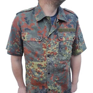 Vintage German army short sleeve field shirt jacket coat fieldshirt camo camouflage military