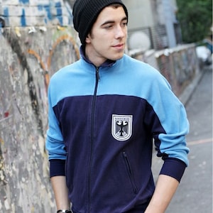 Giacca Sportiva Esercito Tedesco Bundeswehr Blu - Tuta Intera In Pile, Zip, Taglie S-2XL