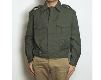 Neue Vintage Griechische Armee Ike Jacke Mantel Militär Olive Khaki Uniform 1960er - 1990er Jahre Unikat Dunkel