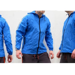 New Italian Army Sports raincoat coat jacket  waterproof windbreaker Parka military rain gear blue