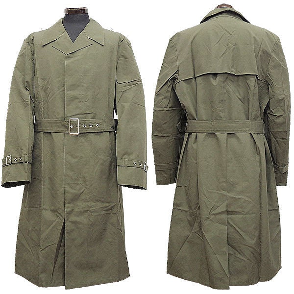 Vintage 1980s East German Army Raincoat Military Coat Trenchcoat