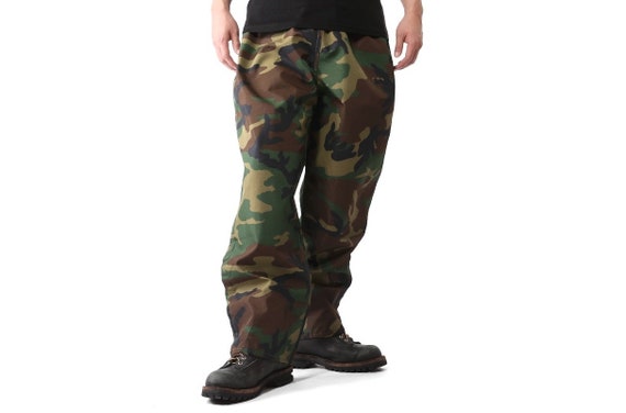 Austrian army Lined goretex over trousers pants waterproof olive cargo rain wet