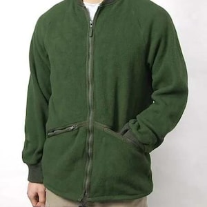 Giacca in pile verde vintage da soldato dell'esercito britannico del 1995, maglione, maglione termico, per il freddo, colore verde oliva