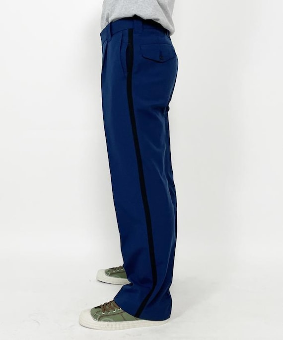 Vintage Dutch Air Force blue stripe uniform trousers pants military dress oxford weave