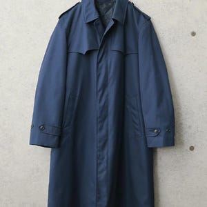 Vintage 1990s Dutch Air Force blue overcoat military army coat showerproof