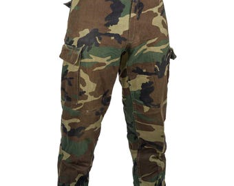 pantaloni mimetici vintage dell'esercito italiano, mimetici boschivi, cargo militari mimetici